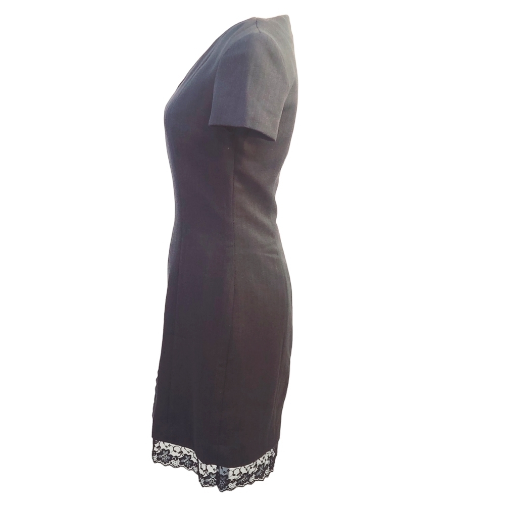 Paradiso Black Skater Style Dress Navy Blue X-Stitch With Lace peek-a-boo Sz: 2 - Picture 6 of 15